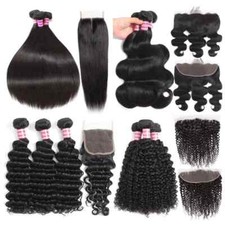Human Hair Extension Mink Hair Bundles Raw 100 Virgin Hair Bundles Closure Set