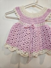 Handmade Crochet Baby Dress, Easy Care. Soft.