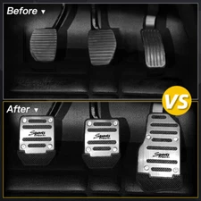 3 Piece Universal Car Non-Slip Manual Gas Brake Foot Pedal Pad Cover Set Silver