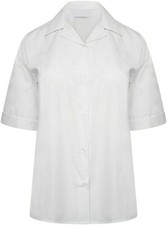 Girls Short Sleeve Revere Collar School Uniform Blouse Top Shirts Size 30" - 42"