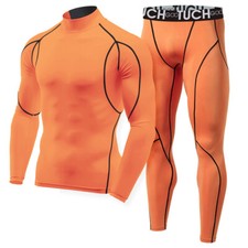 Thermal Long Johns Set for Men Fleece Lined Warm Underwear Top Pants 2PC Set