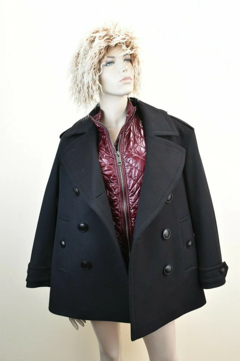 1595 BURBERRY BLAIRMONT BLACK WOOL BURGUNDY QUILTED VEST COAT