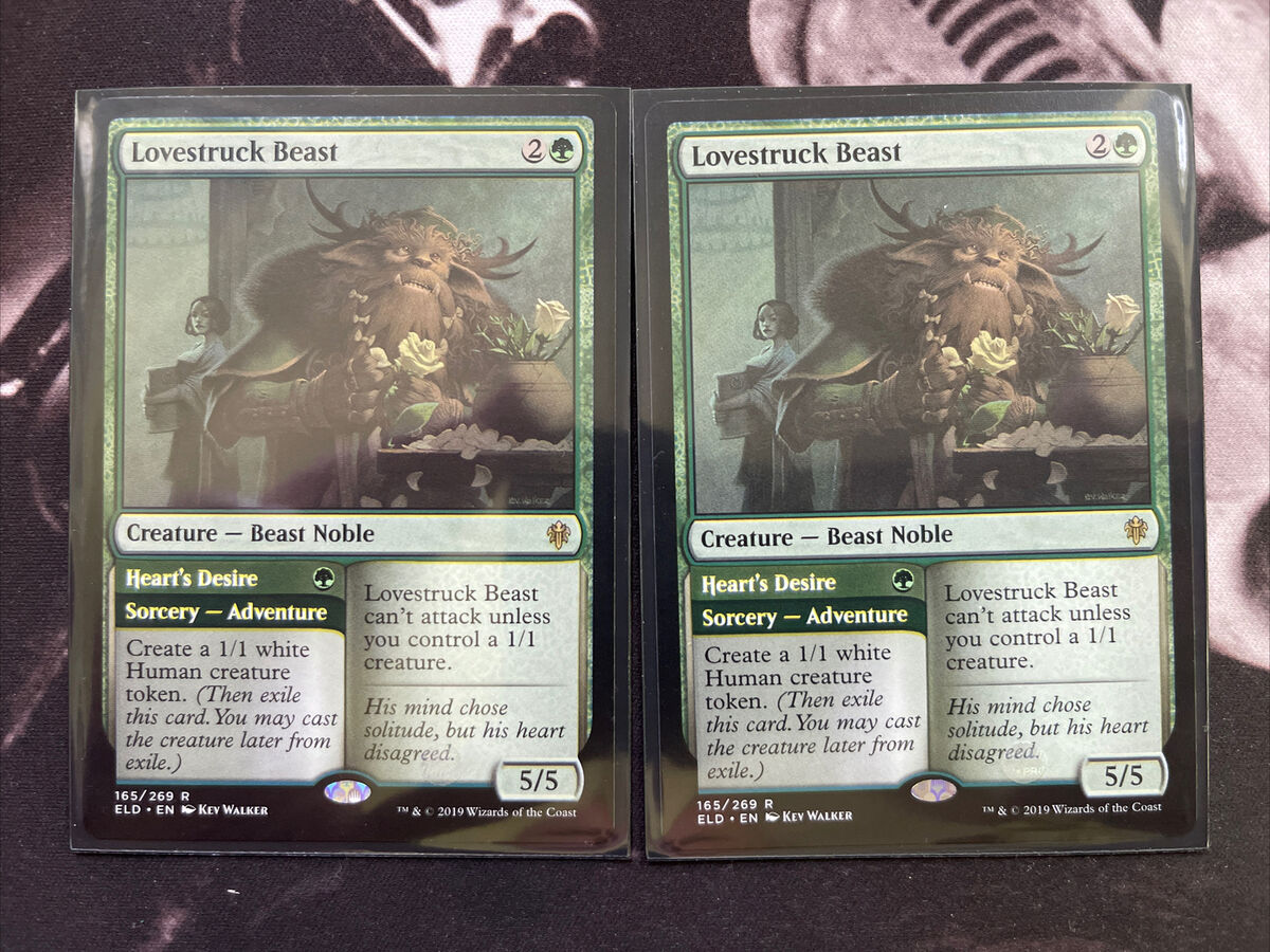 Lovestruck Beast 2x FOIL ELD MTG Throne of Eldraine Rare MINT green Lovestruck Beast 2x FOIL ELD MTG Throne of Eldraine Rare MINT green