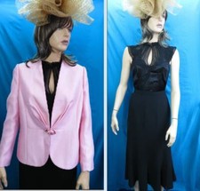 Jacques Vert Soft Pink Special Occasion Jkt & Black Fish Tail Skirt Uk 12 Nwt