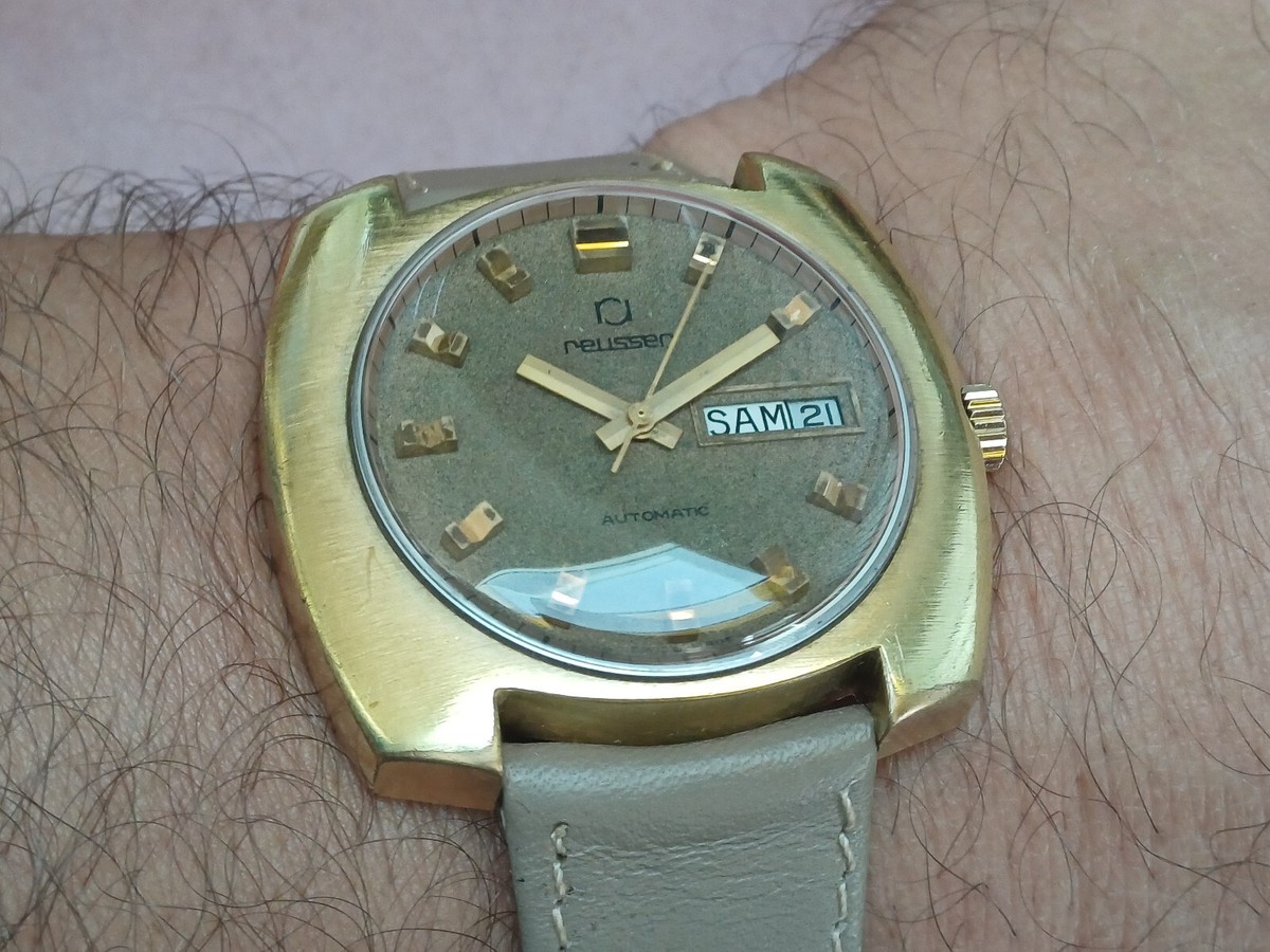 Montre Automatique Homme REUSSER Vintage - Mécanisme Suisse AS 1866 Révisé - Jour/Date - Garantie