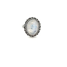 Sterling Silver Rainbow Moonstone Ring Size 8 -Stone 11 x 15 mm