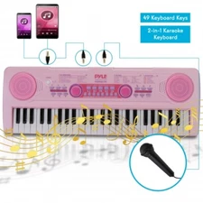 Pyle PKBRD4911PK Children’s Electric Keyboard Piano, Rechargeable, Speaker, Pink
