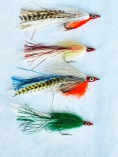 FOUR (4 LEFTY DECEIVER FLIES VARIOUS COLORS TIED BY LARRY KREH SON OF LEFTY KREH