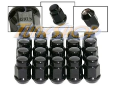 20 BULGE ACORN WHEELS RIMS LUG NUTS 12X1.5 M12 1.5 CLOSED END BLACK 19 HEX H