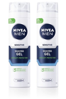 NIVEA MEN Shaving - Sensitive Rasiergel mit 0% Alkohol, 200ml (2er Pack)
