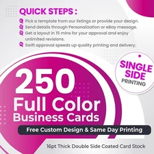 250 CUSTOM Business Card PRINTING 🚀 FREE DESIGN 🚀 Single Side THICK 16pt CARDS