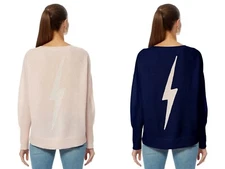 NWT 360 Cashmere Lyndsey Lightning Bolt Cashmere Sweater Pink & Navy XS,S,M $380