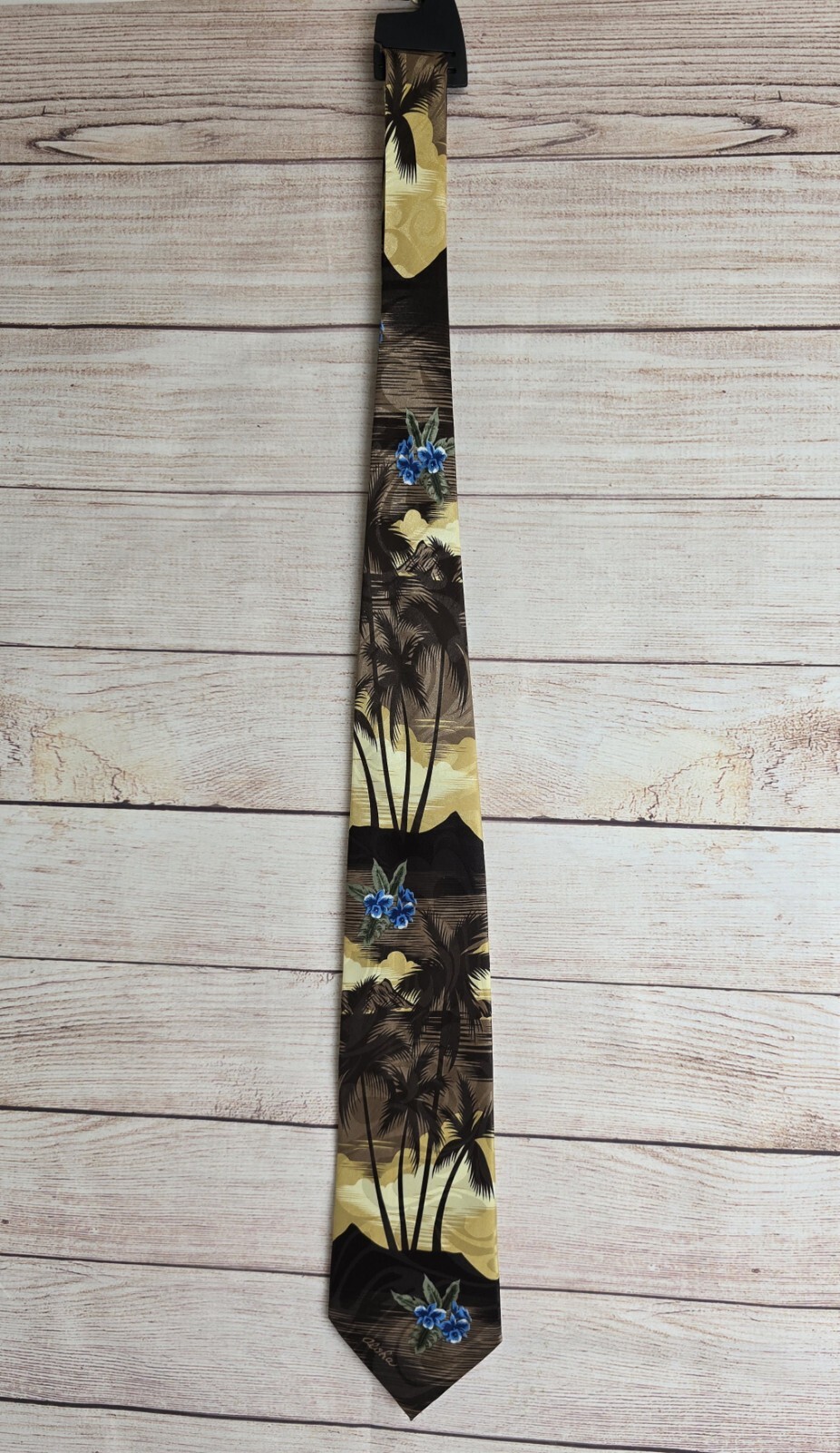 Tropical Hawaii Handmade Tie, Men's Yellow Silk Tropical Necktie Aloha