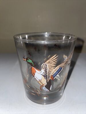 Vintage Mallard Duck Trophy Hunting Lodge Whiskey Glass