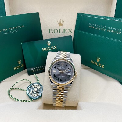 Rolex 126233 Datejust 36mm Two-Tone Yellow Gold Fluted Bezel Wimbledon Dial