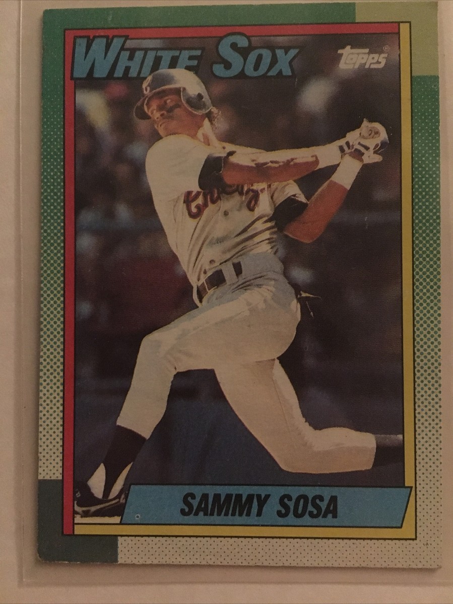 Error Card 1990 Topps Baseball Card #692 Sammy Sosa White