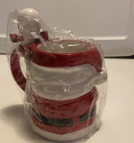 Holiday Time Santa With Spoon Coffee Mug Tea Cup 20 Oz Earthenware Christmas - Picture 3 of 4