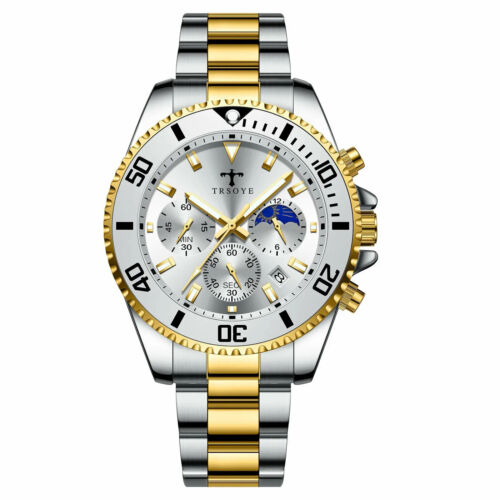 Luxus Armbanduhr Uhr Herren Chronograph Analog Quarz Edelstahl Wasserdicht - Bild 1 von 8