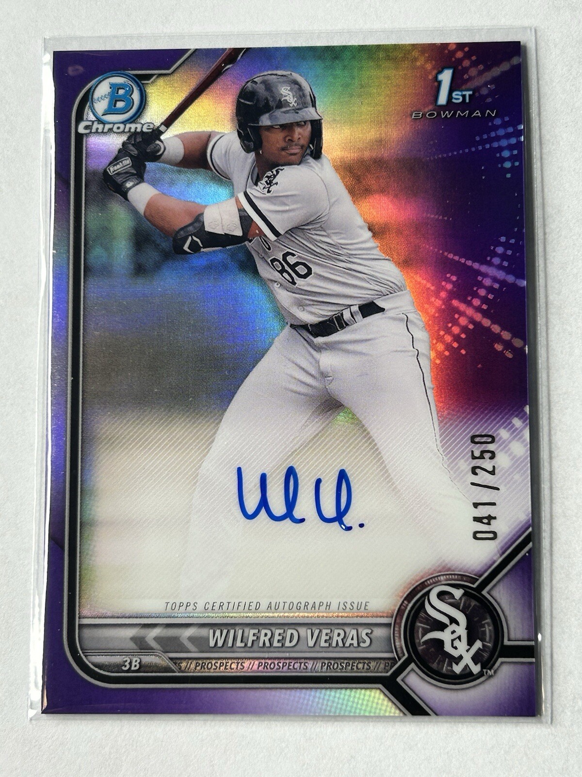 Wilfred Veras 2022 Bowman Chrome 1st Prospect Purple Refractor Auto /250 #CPA-WV