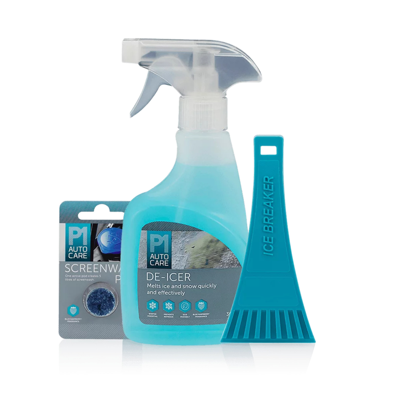 P1 Autocare Winter Kit De-Icer With 3x Screenwash Pod & Ice Scraper