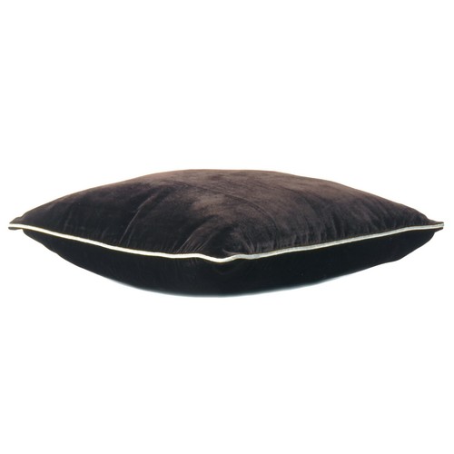 Chocolate Brown Velvet Cushion Cover with Zipper Closure Pillowcase Piping Edge - Picture 3 of 16
