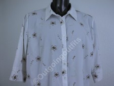 Top camicia donna Maggie Barnes ricamato floreale manica 3/4 taglia 3X 26/28