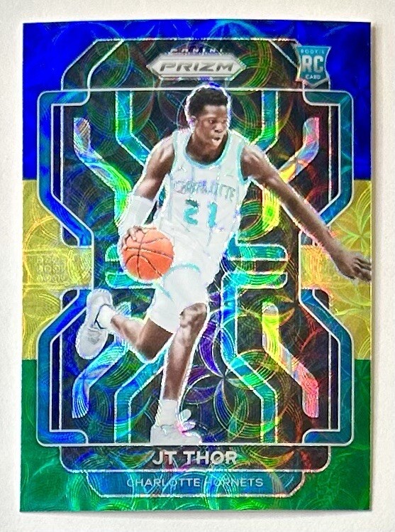 2021-22 Prizm JT Thor Blue Yellow Green Choice Rookie Refractor SP RC #272 Rare