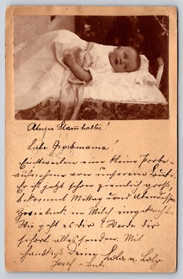 Postcard RPPC Dear Grandma Baby Jack Lying Down