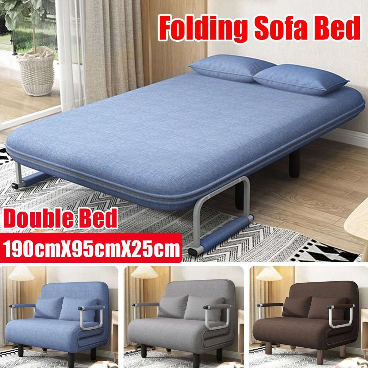 Folding Single Double Fabric Sofa Bed