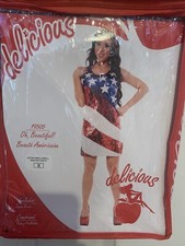 New Delicious Oh, Beautiful Patriotic American Costume Adult Size XS/S Dress