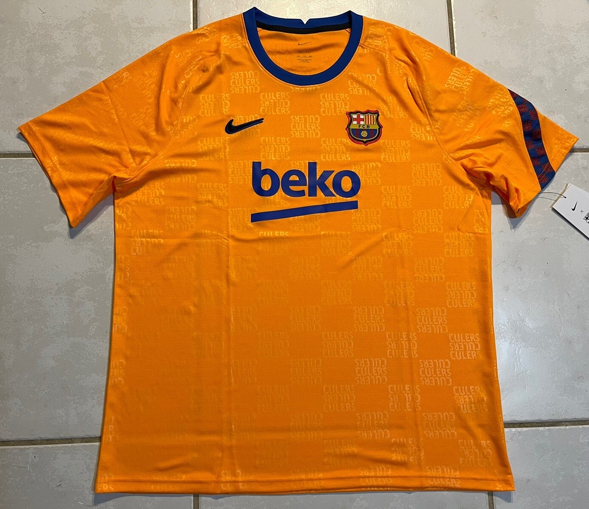 NWT NIKE FC Barcelona 2021/2022 ORANGE Pre-Match Jersey