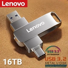 Lenovo USB Flash Drive 1TB-16TB USB 3.2 High Speed Metal Pen Drive for PC Phone