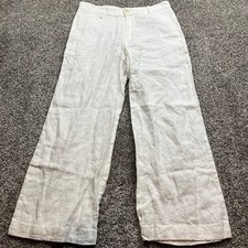 Ralph Lauren Linen Pants Womens 4 White Wide Leg Cropped Lightweight Summer