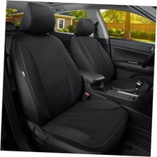 GIANT PANDA Polycotton Front Car Seat Cover, Washable Universal Auto Black-B