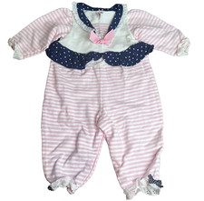 Vintage Pink Navy Buster Brown Baby Girls Size 18 Months Romper Striped