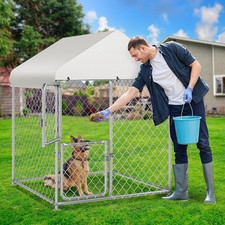 Outdoor Dog Kennel with Roof, Extra Large Pet Pens Dog House 4 4 5.4FT Galvanize