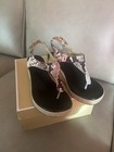 MICHAEL Michael Kors Logo Snake Print Thong Wedge Ankle Strap Sandals 9 B — photo 3
