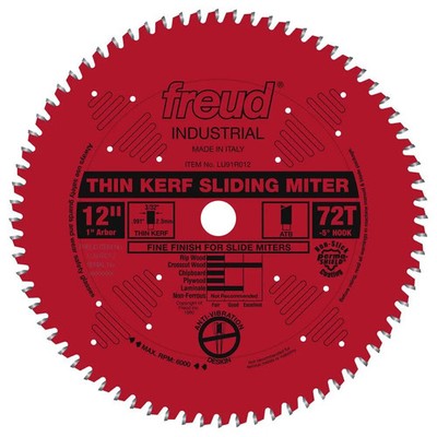 Freud 12In Thin Kerf Sliding Compound Miter Blade With Perma-Shield Coating