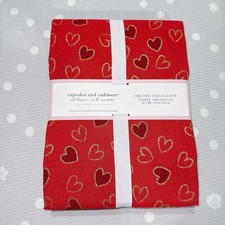Cupcakes And Cashmere Set 60 x 104 Red Tablecloth Hearts Valentine s day