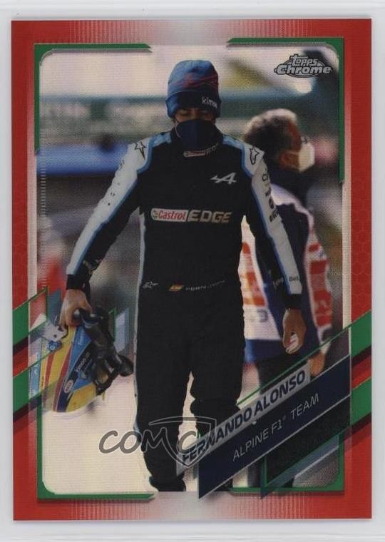 2021 Topps Chrome Formula 1 F1 Racers Red & Green Refractor Fernando Alonso 0w77