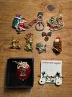 Christmas Brooch Pin Costume Jewelry Lot of 11 Vintage/Modern