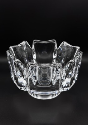 Vintage Orrefors Sweden Corona Crystal Bowl Signed 5.6'' Heavy Scandinavian Glass