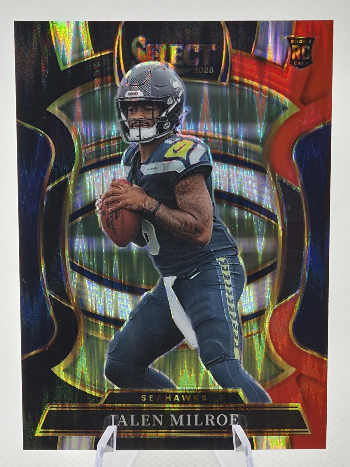 2025 Panini Select - Concourse Jalen Milroe #14 Black & Red Shock Prizm (RC)
