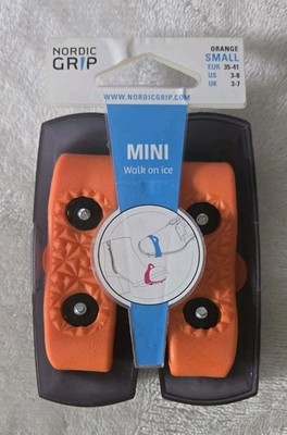 Nordic Grip Mini Walk on Ice Orange Anti Slip On Traction Cleat 3-8 Small Treds