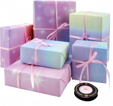 4 Sheets 70 X 50CM Rainbow Gradient Wrapping Paper for Girls Women Birthday Gift