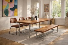 Industrial Scaffold Board DINING TABLE & BENCH on Steel Tube Legs Reclaimed DESK