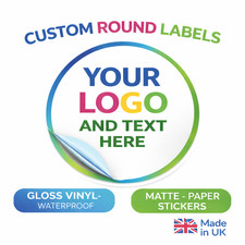 PERSONALISED ROUND PRINTED STICKERS CUSTOM LOGO LABELS BUSINESS GLOSS / MATTE