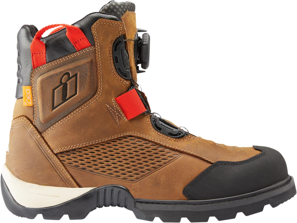 ICON Stormhawk Brown Motorcycle Boots Size 10 with Water-Resistant Leather - Image 3 of 4