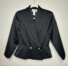 Vintage Henry-Lee Bling Button Black Blazer Jacket Womens Size 6 Shoulder Pads