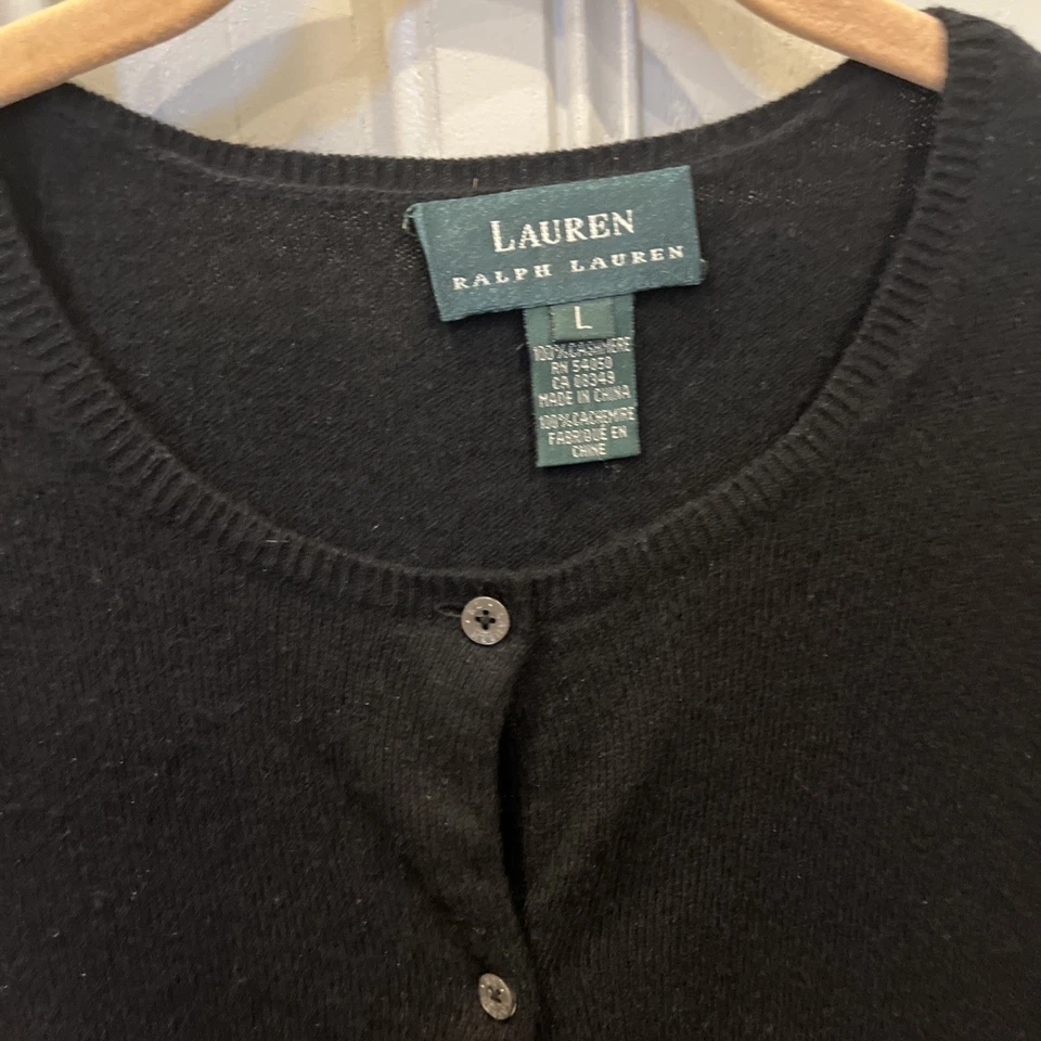 Cárdigan para mujer Lauren Ralph Lauren 100 % cachemir L negro Foto 4 de 4